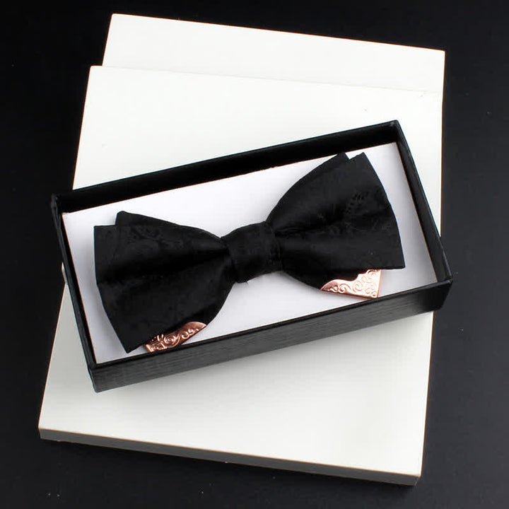 Conjunto de 2 pajaritas con doble capa de cachemira y decoraciones de metal dorado para hombre