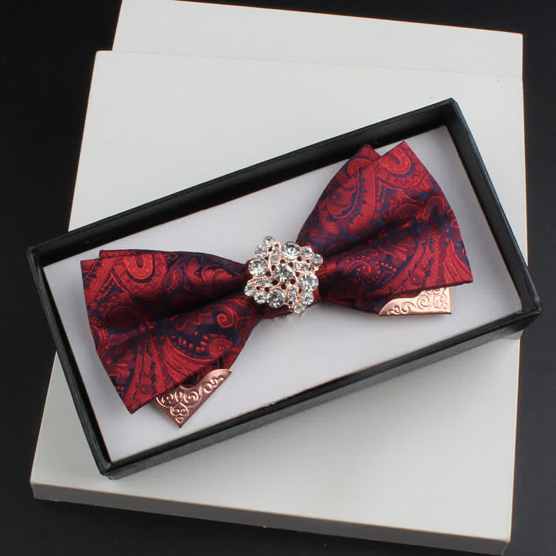 Conjunto de 2 pajaritas con doble capa de cachemira y decoraciones de metal dorado para hombre