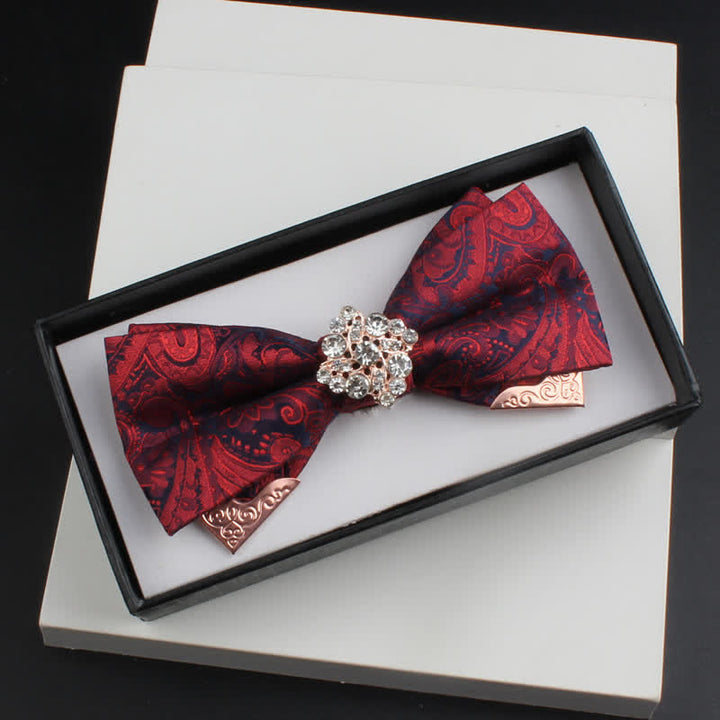 Conjunto de 2 pajaritas con doble capa de cachemira y decoraciones de metal dorado para hombre