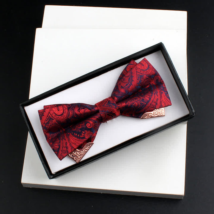 Conjunto de 2 pajaritas con doble capa de cachemira y decoraciones de metal dorado para hombre