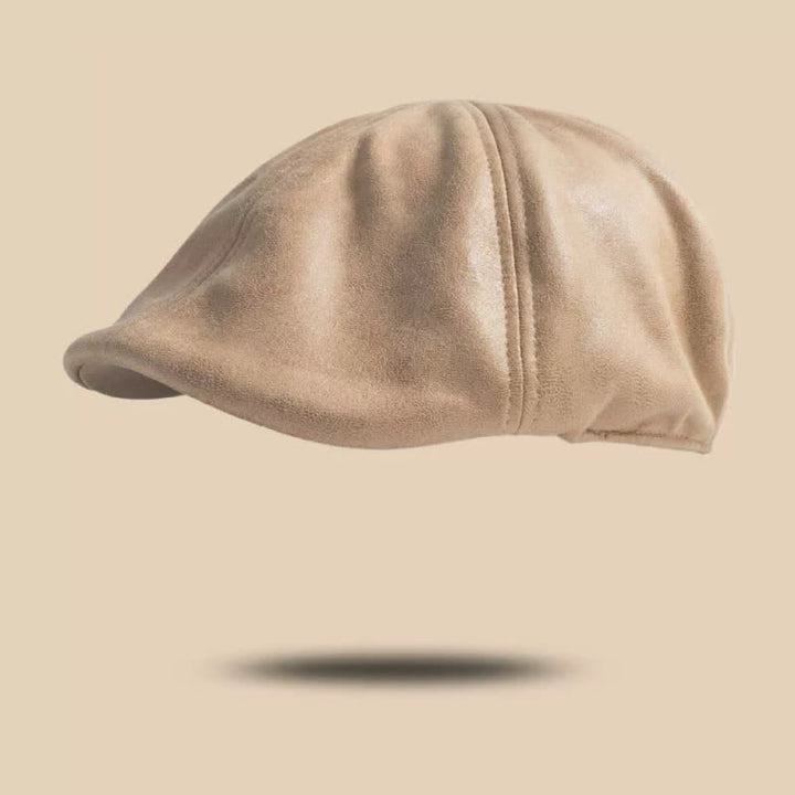 Boina de cuero estilo retro con cabeza plana octogonal