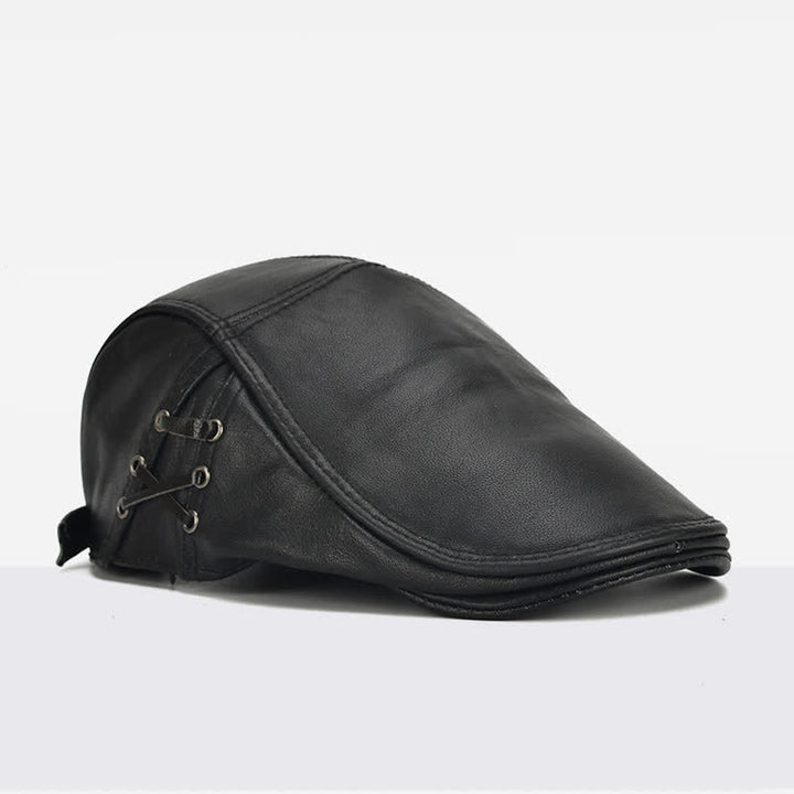 Boina de piel de vaca con cordones laterales