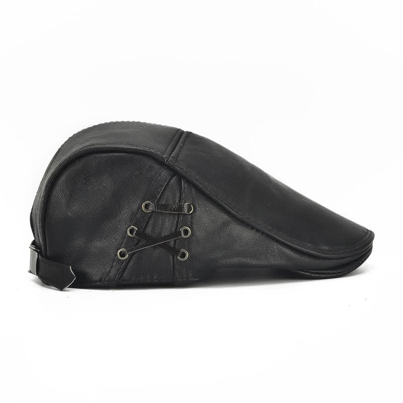 Boina de piel de vaca con cordones laterales