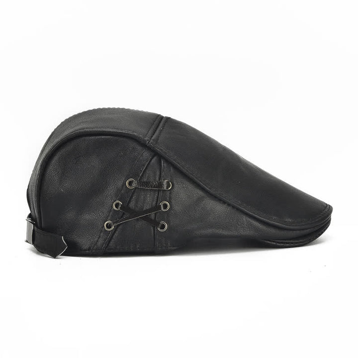 Boina de piel de vaca con cordones laterales