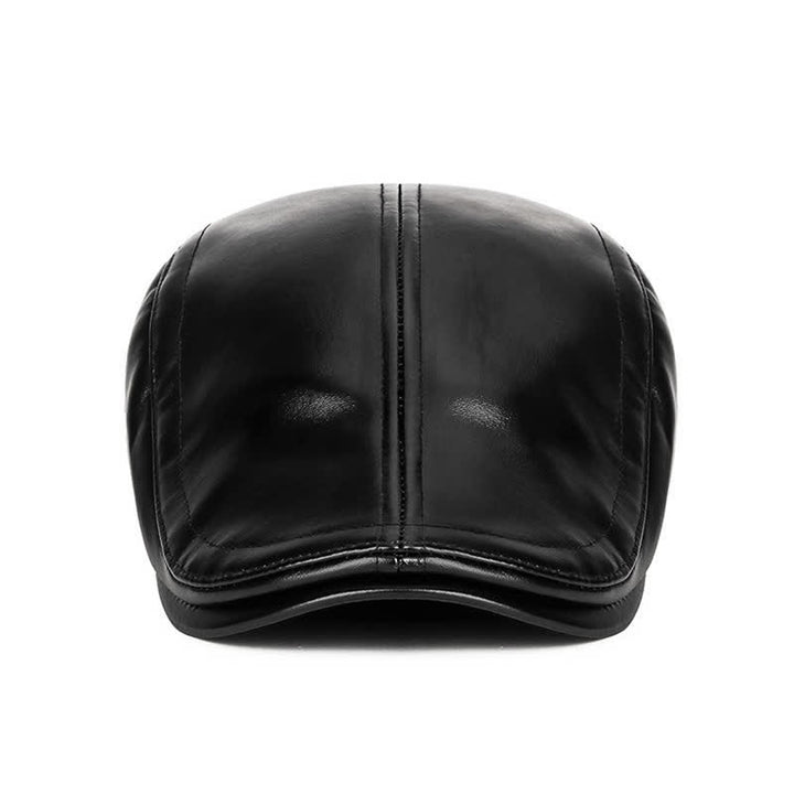 Boina negra informal con orejeras cálidas para invierno