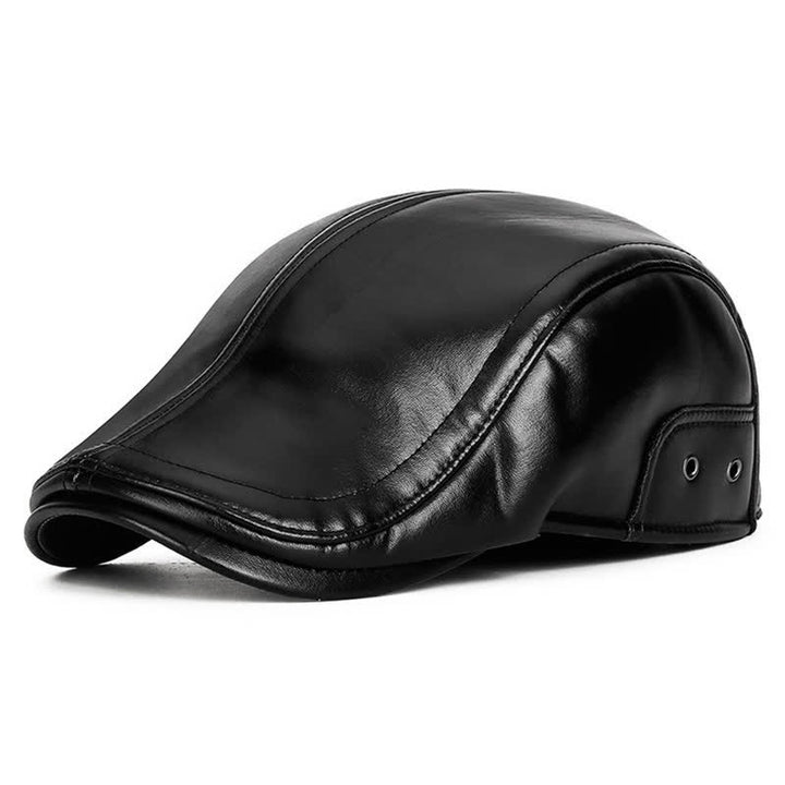 Boina negra informal con orejeras cálidas para invierno