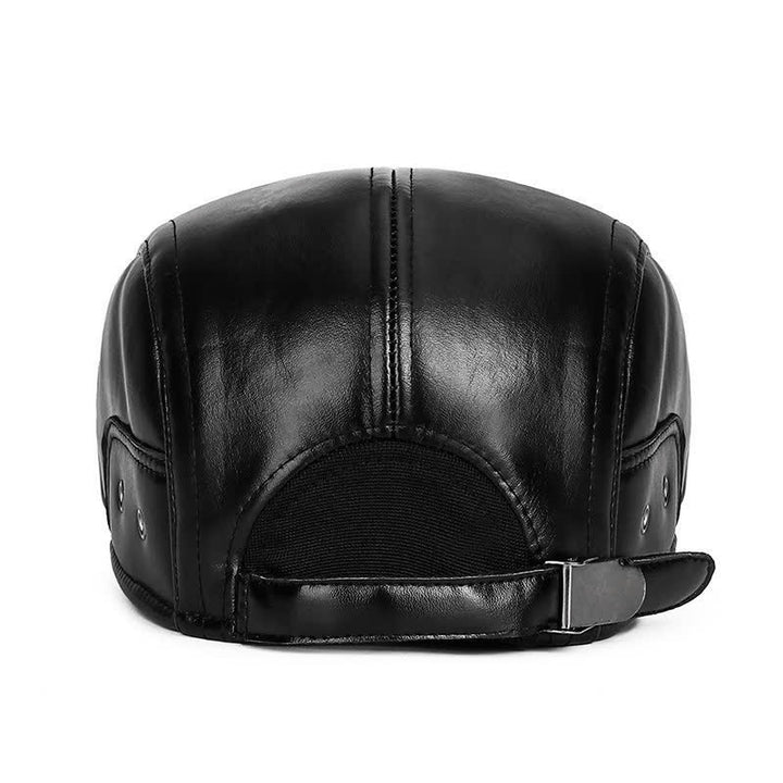 Boina negra informal con orejeras cálidas para invierno