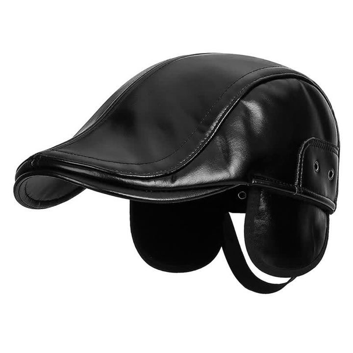 Boina negra informal con orejeras cálidas para invierno
