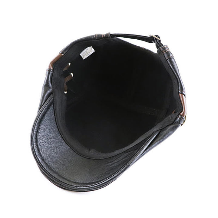Boina de cuero con diseño moderno de cordones laterales