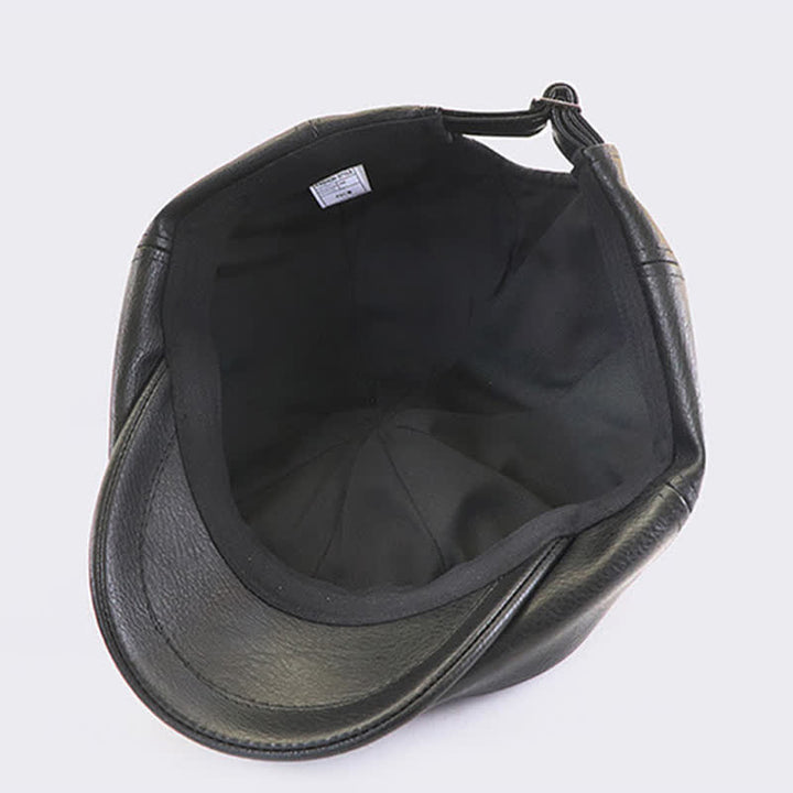 Boina de cuero estilo vendedor de periódicos con diseño de costura de estilo retro