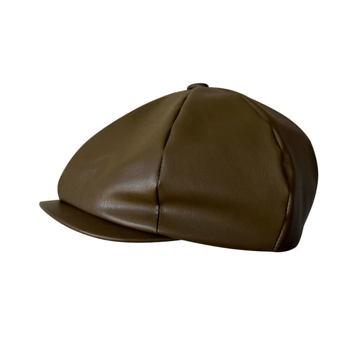 Boina de cuero octogonal estilo británico verde militar