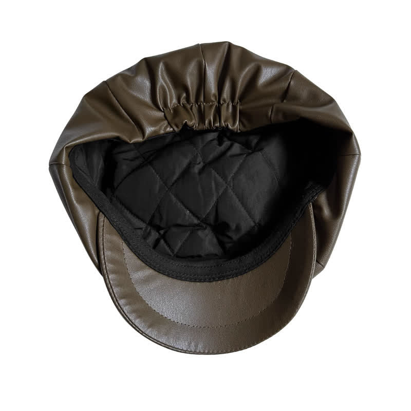 Boina de cuero octogonal estilo británico verde militar