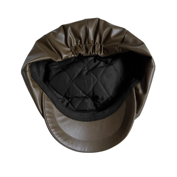 Boina de cuero octogonal estilo británico verde militar