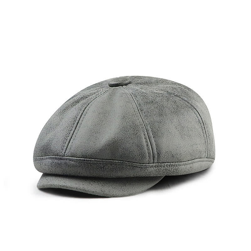 Boina de cuero de artista vintage desgastada y lavada - Gris - M (22"-22 7/8") - image 8