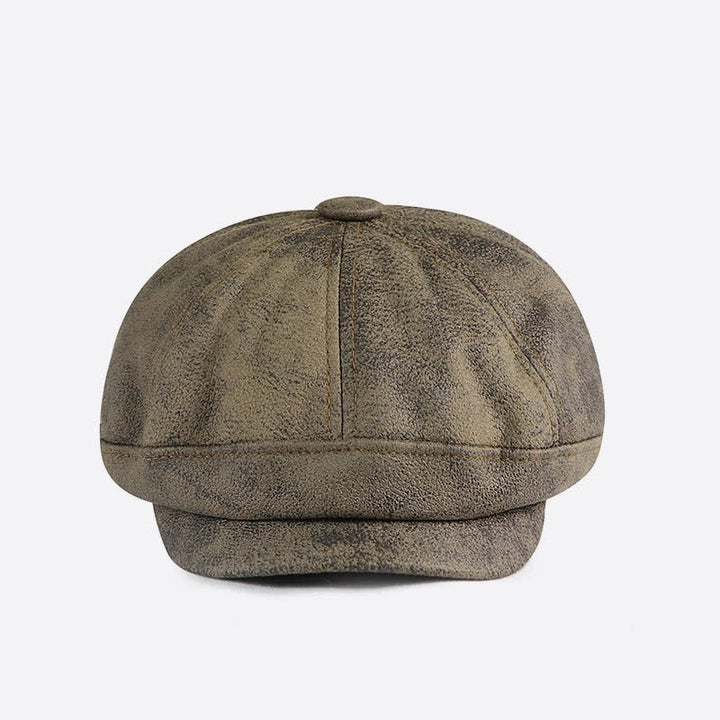 Boina de cuero de artista vintage desgastada y lavada