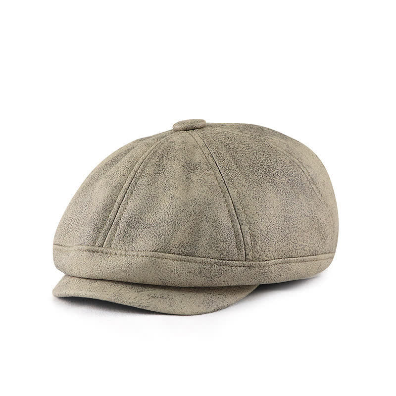 Boina de cuero de artista vintage desgastada y lavada