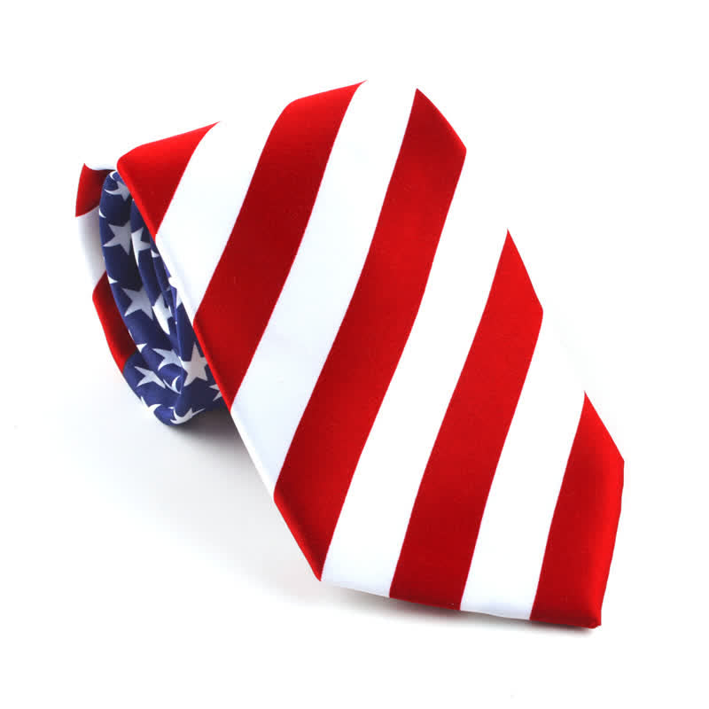 Juego de 3 corbatas y pañuelos con estampado de bandera estadounidense para hombre