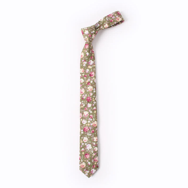 Corbata de algodón con estampado de flores frescas y bonitas para hombre