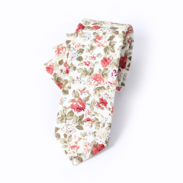 Corbata de algodón con estampado de flores frescas y bonitas para hombre