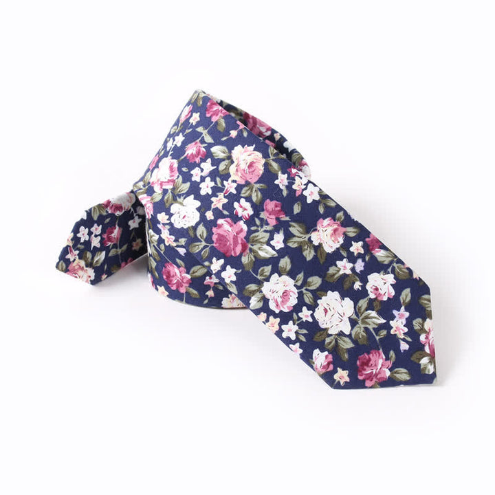 Corbata de algodón con estampado de flores frescas y bonitas para hombre