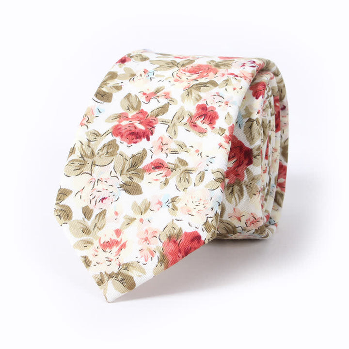 Corbata de algodón con estampado de flores frescas y bonitas para hombre