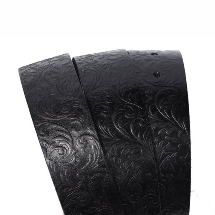 Cinturón clásico de cuero con un hermoso relieve floral.
