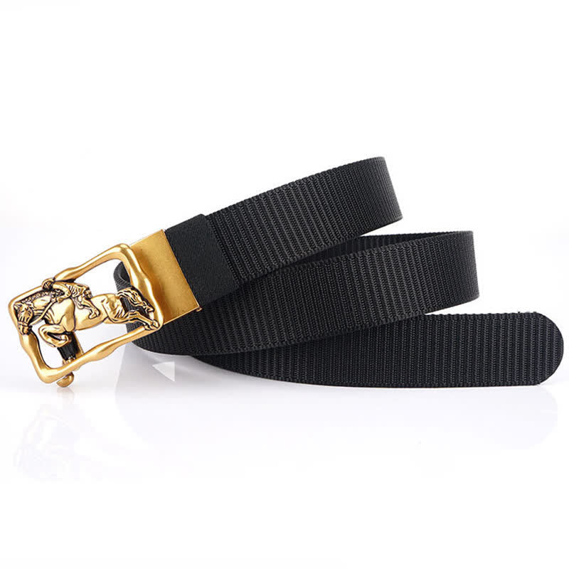 Cinturón de nailon con hebilla automática hueca para montar a caballo para hombre