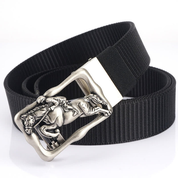Cinturón de nailon con hebilla automática hueca para montar a caballo para hombre
