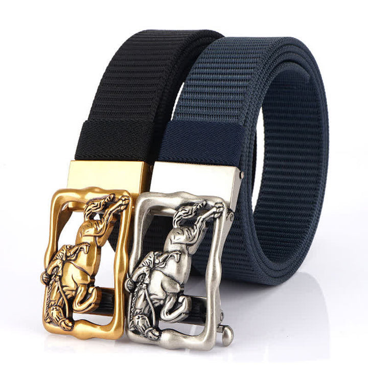Cinturón de nailon con hebilla automática hueca para montar a caballo para hombre