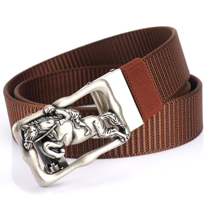 Cinturón de nailon con hebilla automática hueca para montar a caballo para hombre