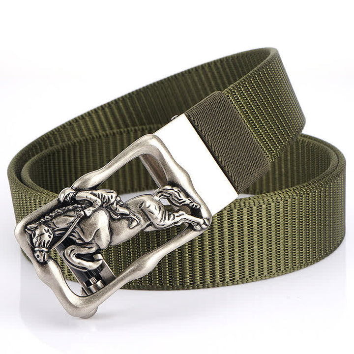 Cinturón de nailon con hebilla automática hueca para montar a caballo para hombre