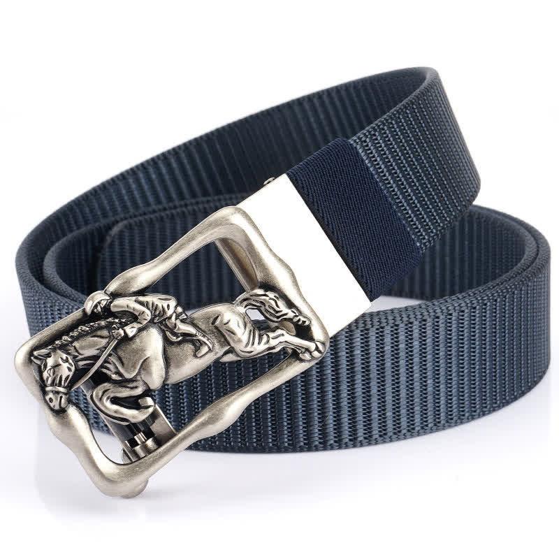Cinturón de nailon con hebilla automática hueca para montar a caballo para hombre
