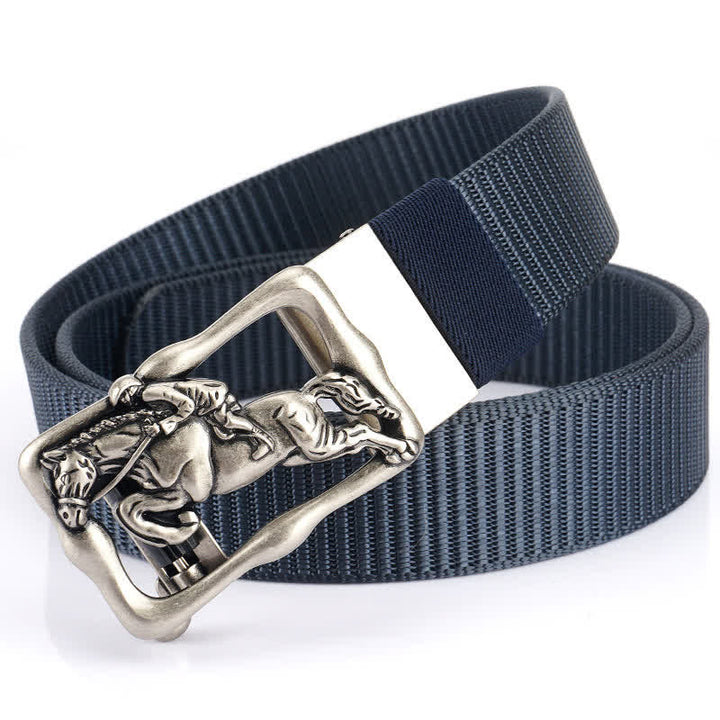 Cinturón de nailon con hebilla automática hueca para montar a caballo para hombre
