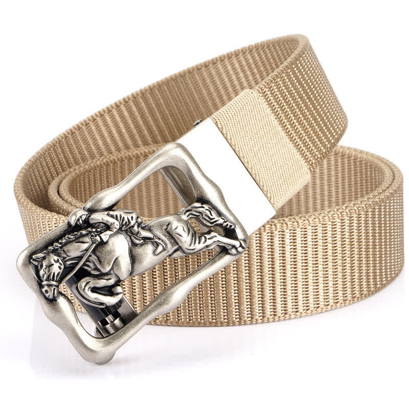 Cinturón de nailon con hebilla automática hueca para montar a caballo para hombre