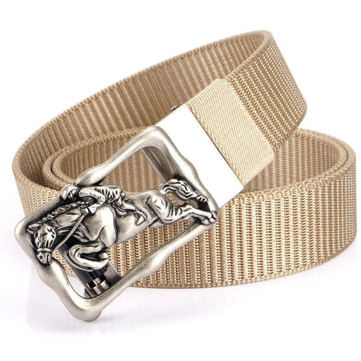 Cinturón de nailon con hebilla automática hueca para montar a caballo para hombre