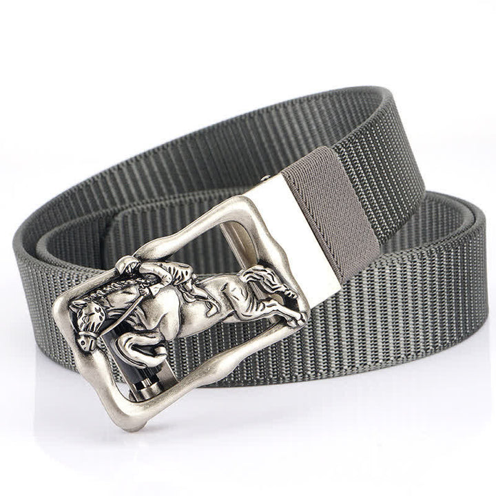 Cinturón de nailon con hebilla automática hueca para montar a caballo para hombre