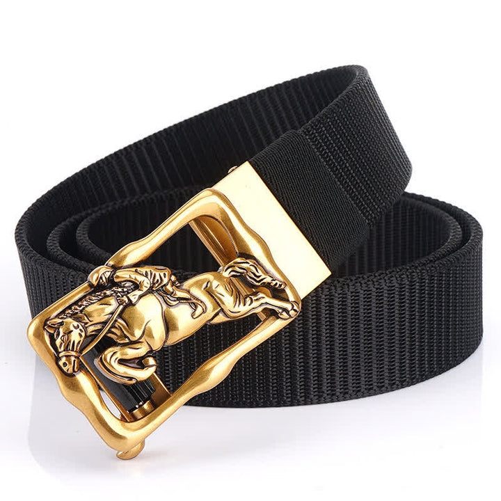 Cinturón de nailon con hebilla automática hueca para montar a caballo para hombre