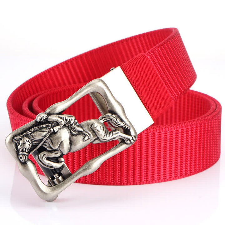 Cinturón de nailon con hebilla automática hueca para montar a caballo para hombre