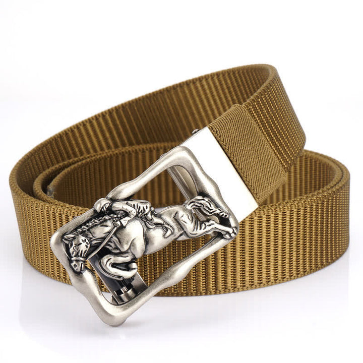 Cinturón de nailon con hebilla automática hueca para montar a caballo para hombre