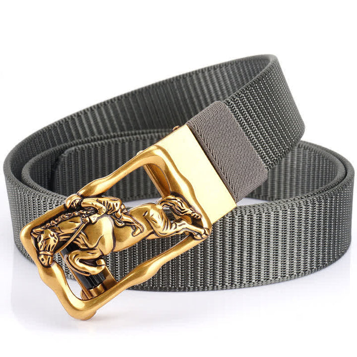 Cinturón de nailon con hebilla automática hueca para montar a caballo para hombre
