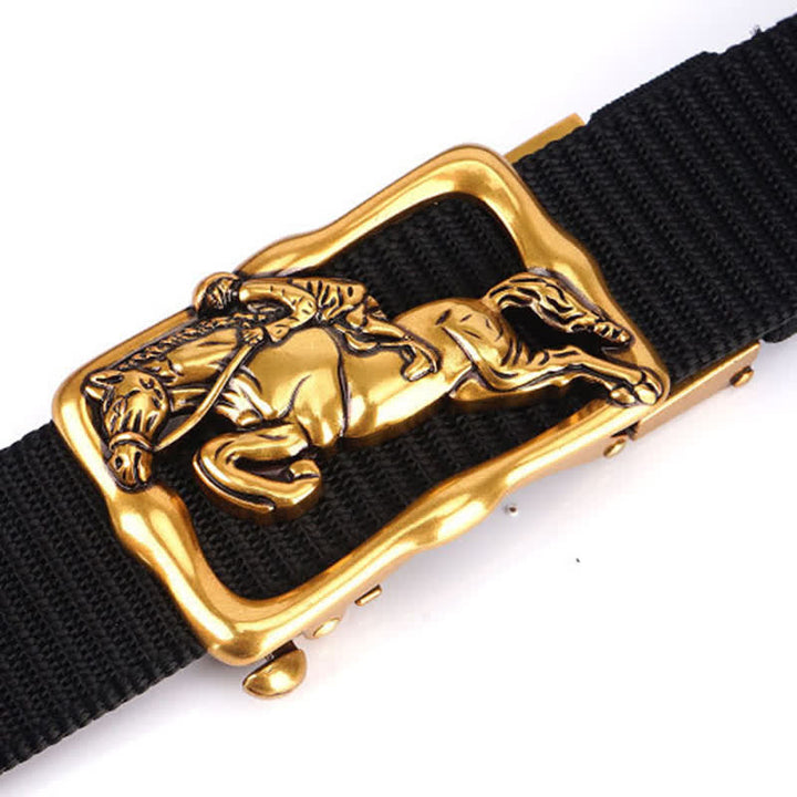 Cinturón de nailon con hebilla automática hueca para montar a caballo para hombre