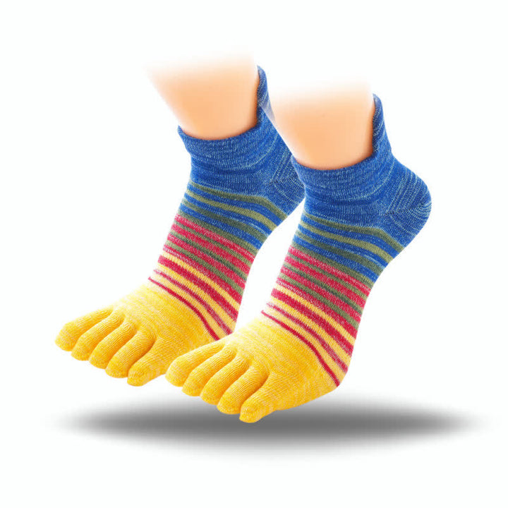 Calcetines deportivos de cinco dedos con rayas para hombre