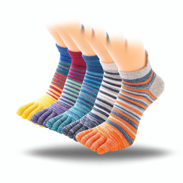 Calcetines deportivos de cinco dedos con rayas para hombre