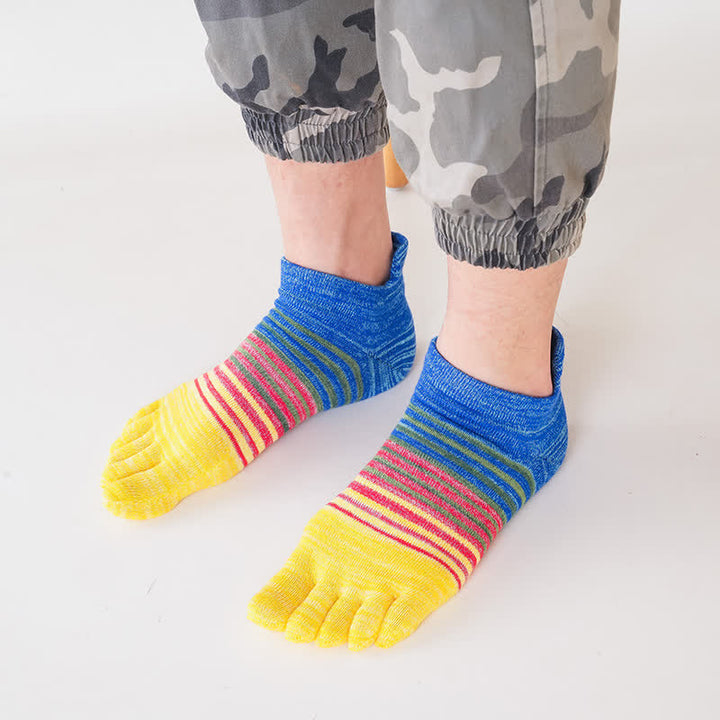 Calcetines deportivos de cinco dedos con rayas para hombre