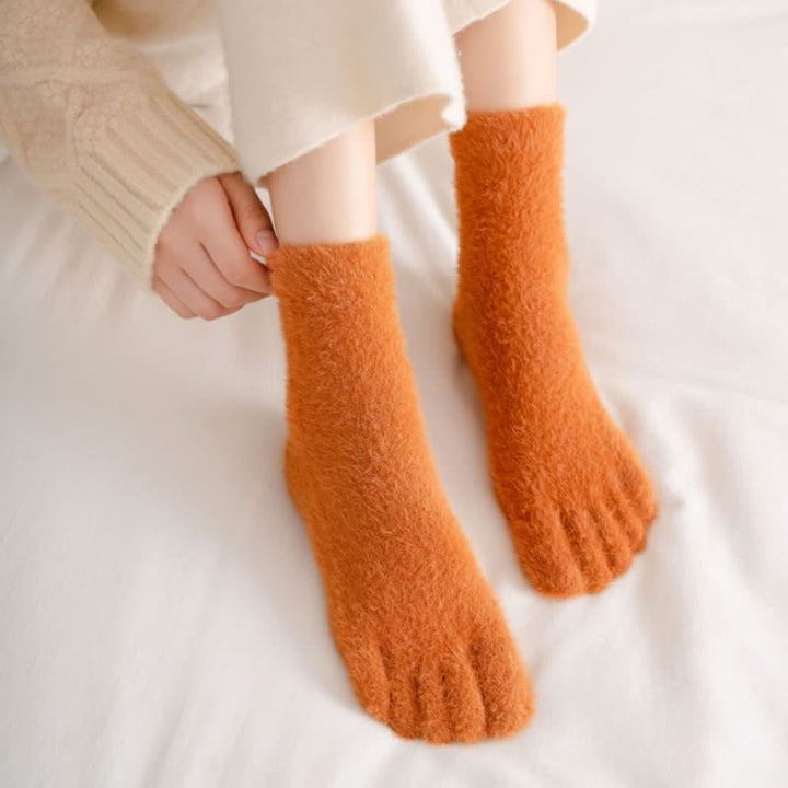 Calcetines de dormir de polar coral con cinco dedos divididos para mujer
