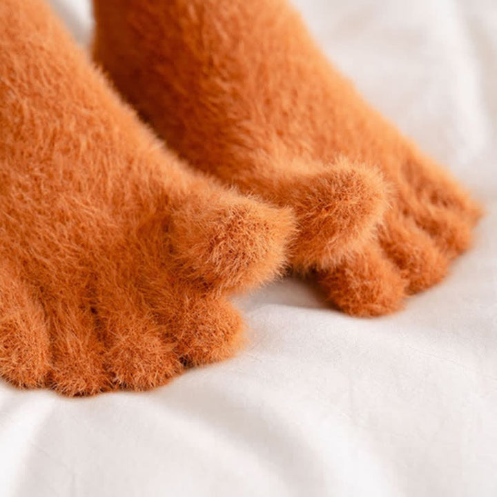 Calcetines de dormir de polar coral con cinco dedos divididos para mujer