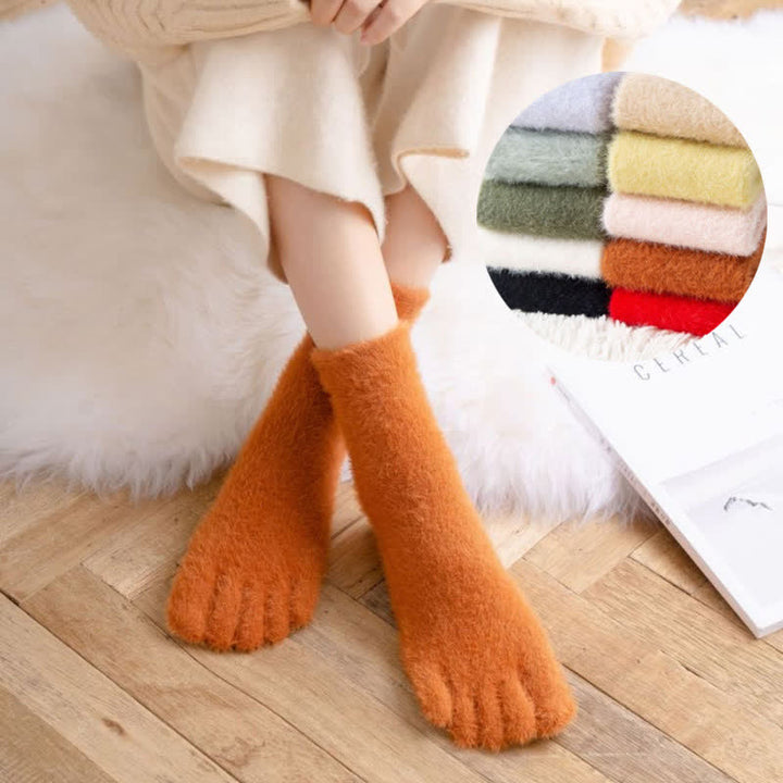 Calcetines de dormir de polar coral con cinco dedos divididos para mujer