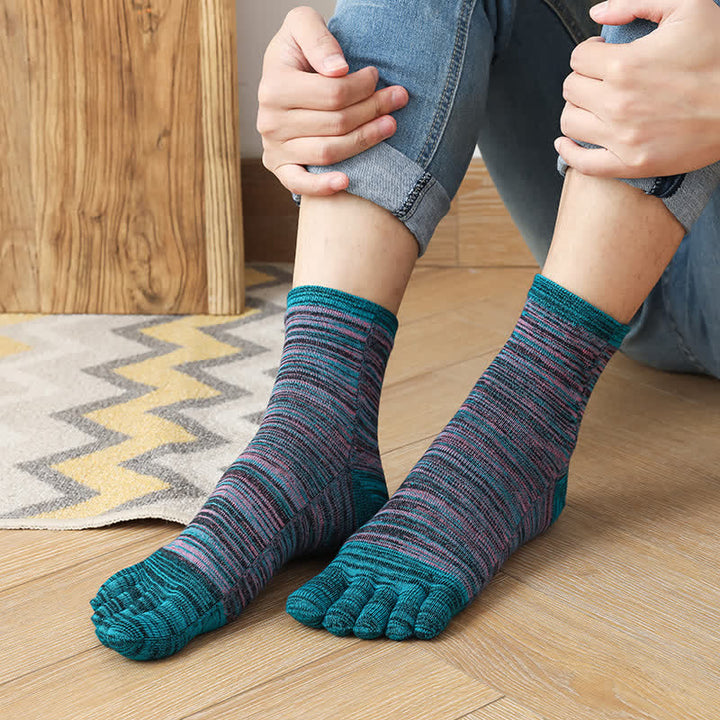Calcetines de cinco dedos con abertura y diseño étnico vintage a rayas para hombre