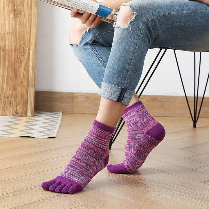 Calcetines de cinco dedos con abertura y diseño étnico vintage a rayas para hombre
