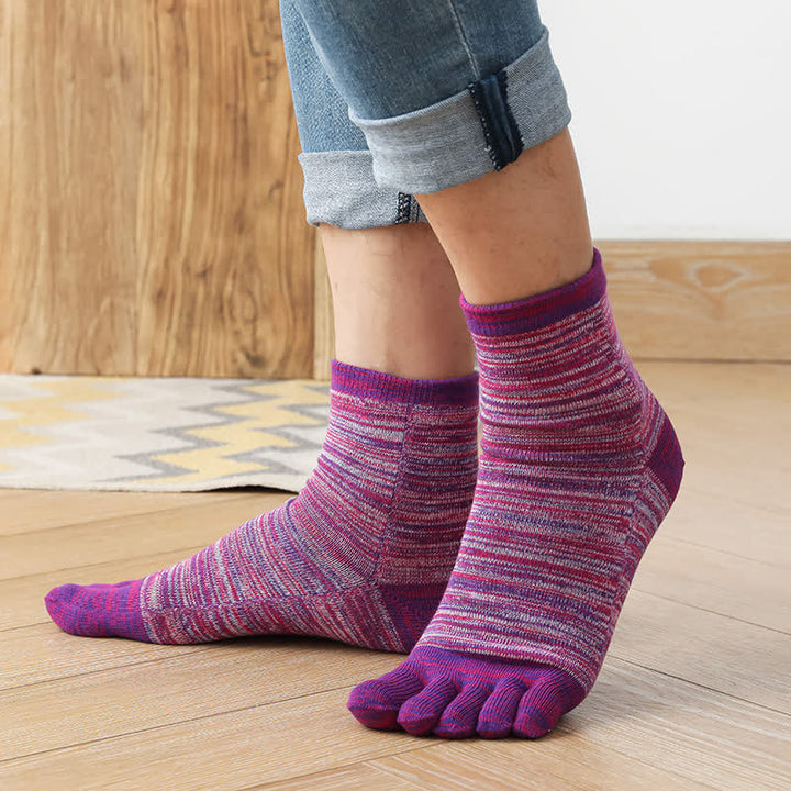Calcetines de cinco dedos con abertura y diseño étnico vintage a rayas para hombre